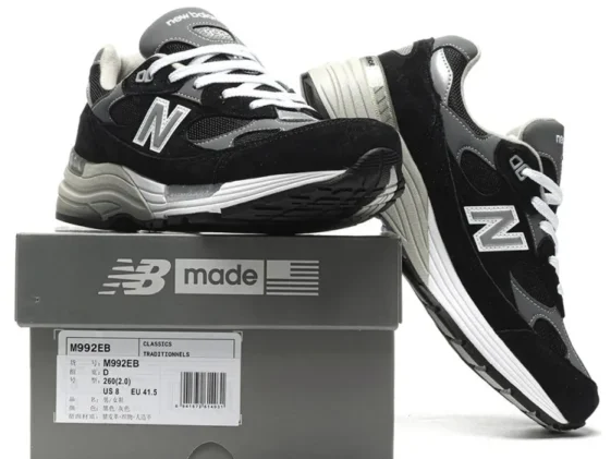 New Balance 992 Black Grey Suede Reps