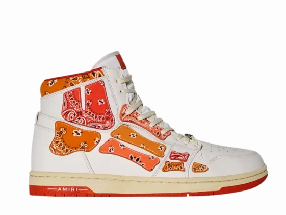 Amiri Skel Top Hi Bandana White Orange Reps