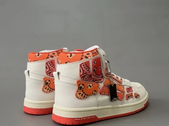 Amiri Skel Top Hi Bandana White Orange Reps