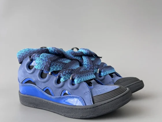 Lanvin Curb Sneakers Metallic Majorelle Blue Reps