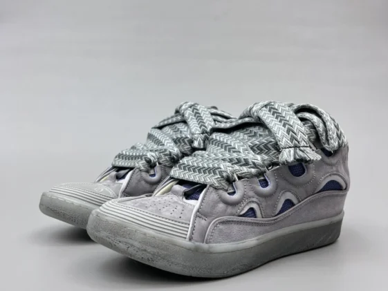 Lanvin Curb Sneakers Speckled Effect Light Grey Reps