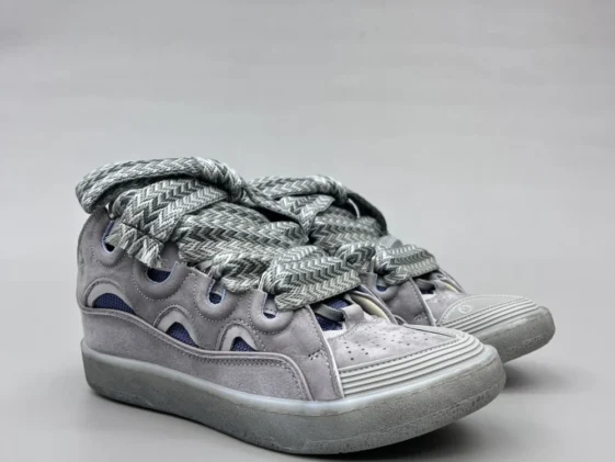 Lanvin Curb Sneakers Speckled Effect Light Grey Reps