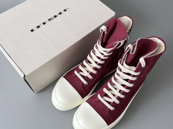 Rick Owens Drkshdw Burgundy Twill High Reps