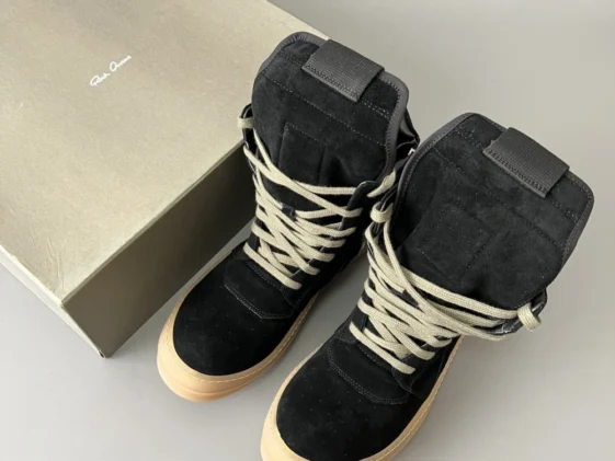 Rick Owens SS18 Dirt Geobasket Faded Black Leather Reps