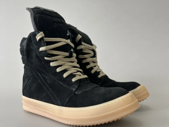 Rick Owens SS18 Dirt Geobasket Faded Black Leather Reps