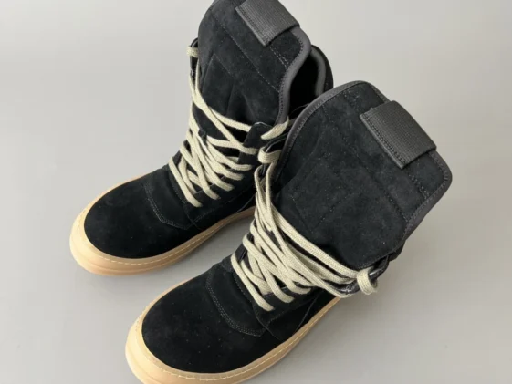 Rick Owens SS18 Dirt Geobasket Faded Black Leather Reps