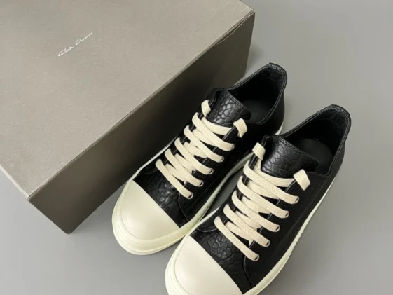 Rick Owens Strobe Leather Low Black Milk Reps