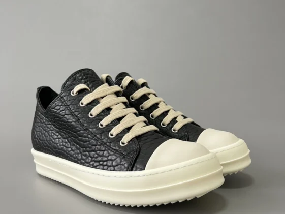 Rick Owens Strobe Leather Low Black Milk Reps