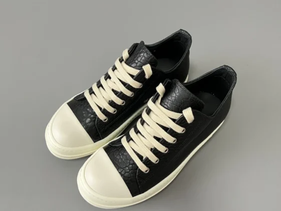 Rick Owens Strobe Leather Low Black Milk Reps