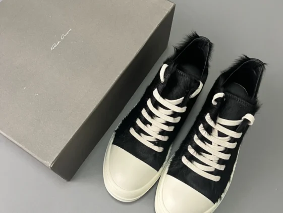 Rick Owens Strobe Low Black Cow Fur Reps