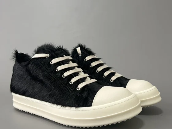 Rick Owens Strobe Low Black Cow Fur Reps